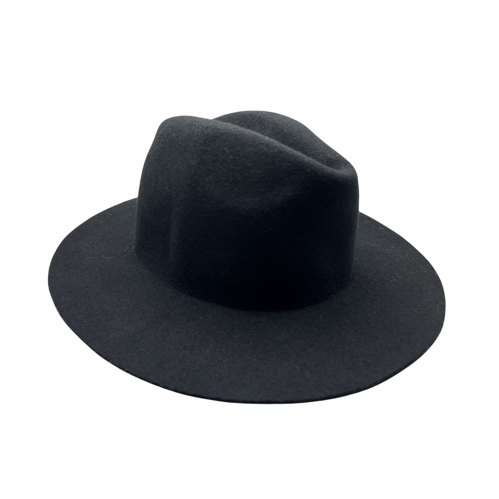 Rhythm Black Wide Brim Fedora 100 Percent Wool OSFA Structured Hat